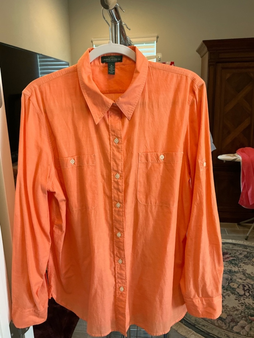 Ralph Lauren Lauren Jeans Co. Bright Orange Button-Up Shirt